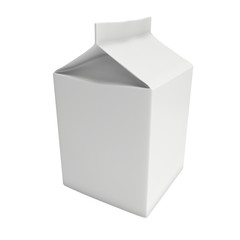 Milk or juice box. Retail package mockup. 3d render illustration isolated on white.