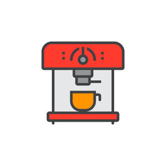 Coffee Machine line icon, filled outline vector sign, linear colorful pictogram isolated on white. logo illustration