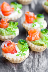 tartlets  with cream cheese and smoked salmon