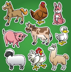 farm animals cartoon set