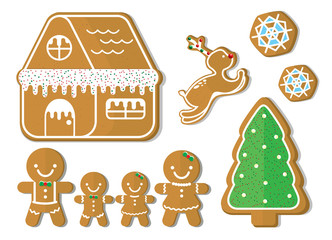 Illustration vector set of gingerbread on Christmas theme.