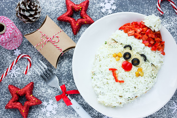 Christmas Santa Claus face salad for holiday dinner