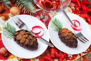 Christmas pinecone chocolate cake