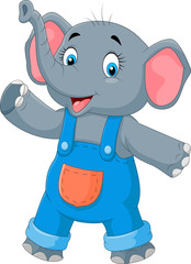 Cartoon cute elephant waving hand

