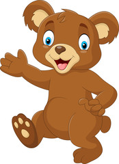 Cartoon baby bear waving hand

