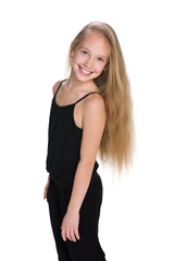 Fototapeta premium Adorable young girl against the white