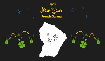 Happy New Year illustration theme with map of French Guiana