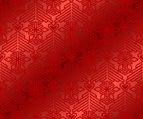 Christmas abstract seamless pattern with fir-tree and star. Red pattern on the wrapping paper.