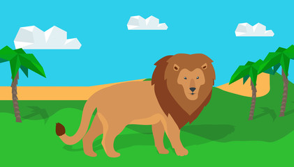Obraz na płótnie Canvas Funny Lion in Savanna