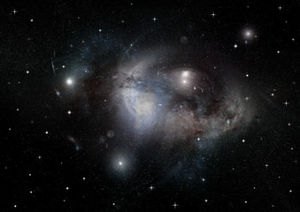 Stars, dust and gas nebula in a far galaxy