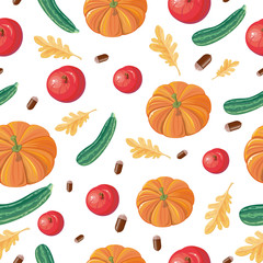 Autumn Harvest Seamless Pattern Illustration