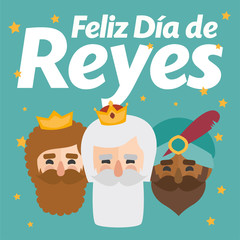 Christmas vectors. Happy epiphany written in spanish
