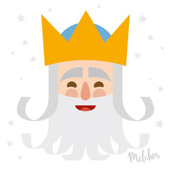 king Melchor. christmas ornament isolated vectorized. magi. Melchior written in Spanish
