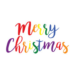 Merry Christmas Rainbow Vector Text. Calligraphic Lettering design card template