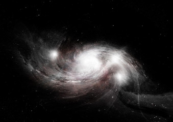 Stars, dust and gas nebula in a far galaxy