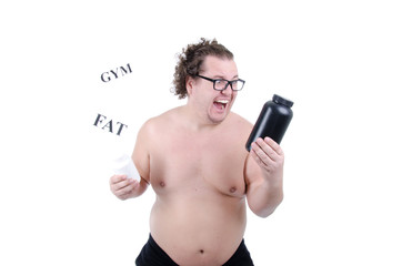 Funny fat guy and sports nutrition.
