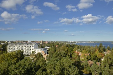 Fototapeta na wymiar High angle view of a apartment buildning in Nynashamn - Sweden.