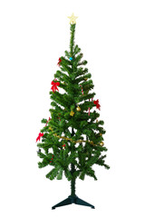 Christmast tree decorated with colorful christmast ornaments iso