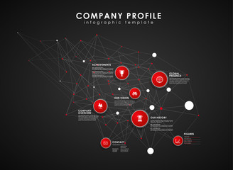 Fototapeta premium Company profile overview template with red circles and dots - da
