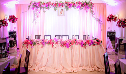 very beautifully decorated hall for wedding celebration