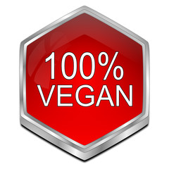100% Vegan Button - 3D illustration