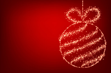 Red background with Christmas ball.