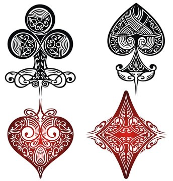 Vector Set Of Card Suits In Retro Style Clubs Diamonds Spade Heart  Suit For Use In Printing And Web Royalty Free SVG Cliparts Vectors and  Stock Illustration Image 76356113