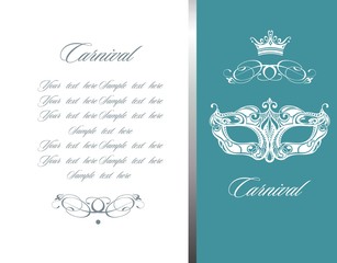 Masquerade ball party invitation poster with retro style venetian mask