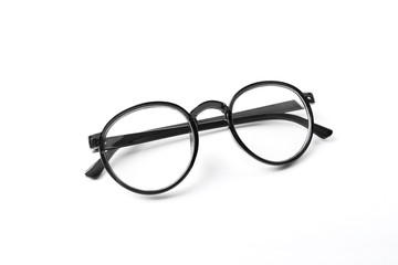 Black vintage glasses isolated on a white background