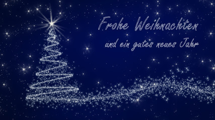 blau silberne Weihnachtskarte Frohe Weihnachten und ein gutes neues Jahr