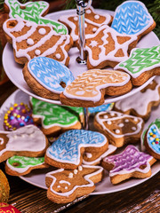 Christmas gingerbread cookies on Tiered Cookie Stand.