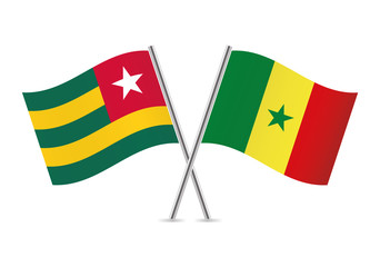 Togo and Senegal flags. Vector illustration.