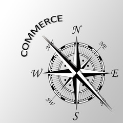 Illustration of Commerce word written aside compass