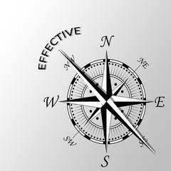 Illustration of effective word written aside compass