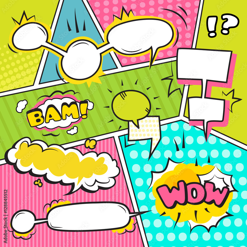 Wall mural speech bubble banners set