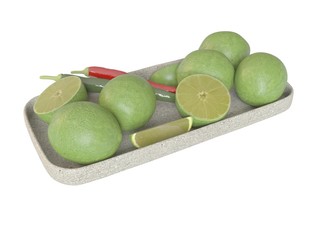 3d illustration of pepper with lemons. white background isolated. icon for game web.