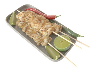 3d illustration of sushi with lemons. white background isolated. icon for game web.