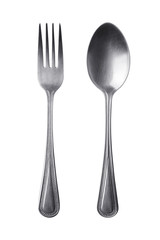 fork and spoon isolated on white with clipping path