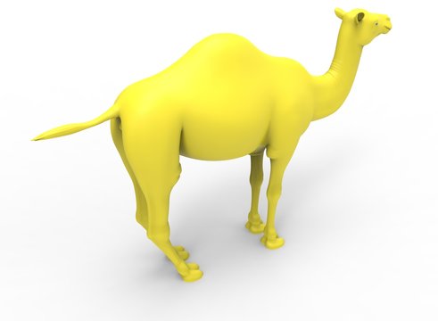 3d illustration of yellow camel. white background isolated. icon for game web.