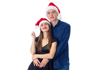 couple in love celebrate christmas