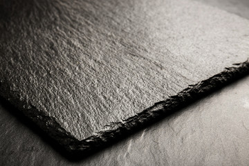 black slate board for serving with copy space, top view