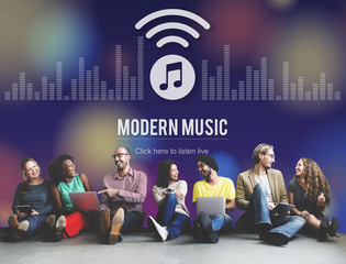 Fototapeta na wymiar Modern Music Digital Listening Motion Stylish Concept