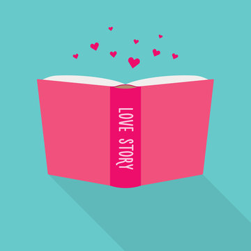 Open Book Icon. Concept Of Love Story, Literary Fiction Genre