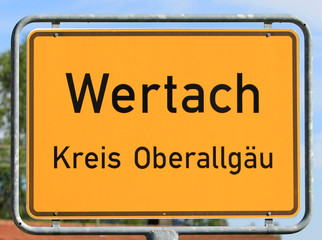 Ortschhild von Wertach im Allgäu