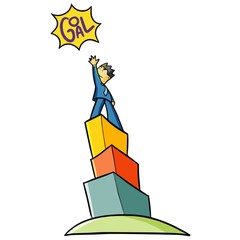 Creative young businessman achieving target or goal - vector.