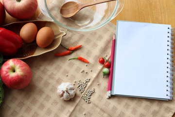 Vegetable and fruits ingredients background