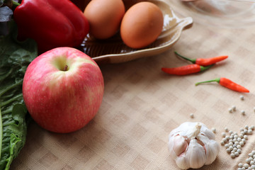 Vegetable and fruits ingredients background