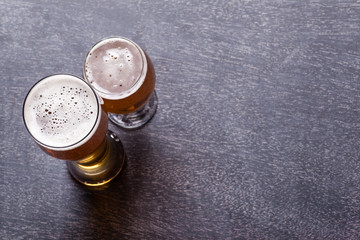Beer glasses on blackboard