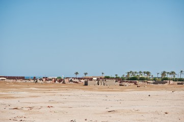 Construction at sand of build a resort at Egypt