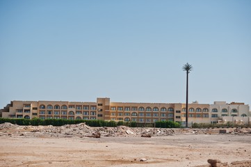 Construction at sand of build a resort at Egypt